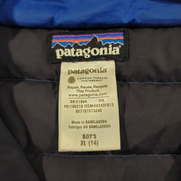 Patagonia Goose Down Sweater Jacket Youth XL 14 Boys Grey Full Zip Puffer Coat - Picture 6 of 14